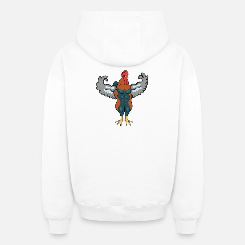 Bite musclée - Sweat à capuche unisexe zippé oversize épais SPREAD - blanc