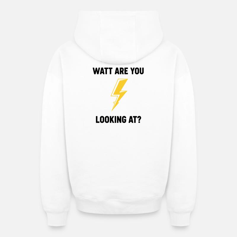 Watt Regardez-vous la conception du boulon - Sweat à capuche unisexe zippé oversize épais SPREAD - blanc
