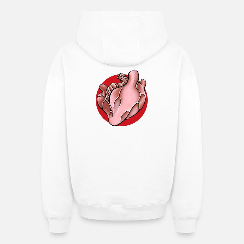 Cœur de Herz - Sweat à capuche unisexe zippé oversize épais SPREAD - blanc