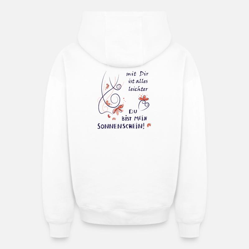 Tu es mon rayon de soleil - Sweat à capuche unisexe zippé oversize épais SPREAD - blanc