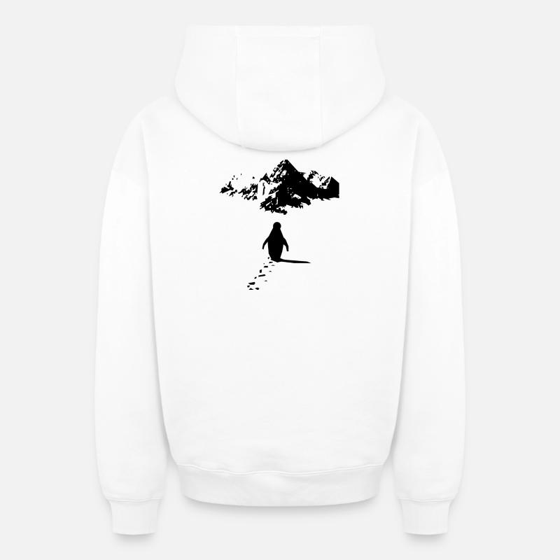 Pingouin Solitaire - Sweat à capuche unisexe zippé oversize épais SPREAD - blanc