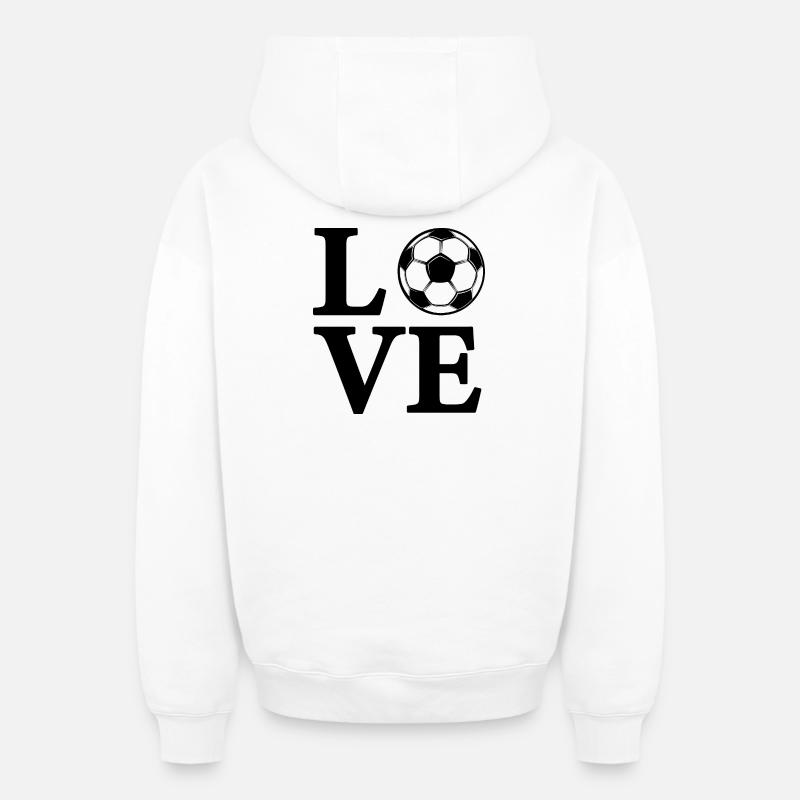 J’adore le football - Sweat à capuche unisexe zippé oversize épais SPREAD - blanc