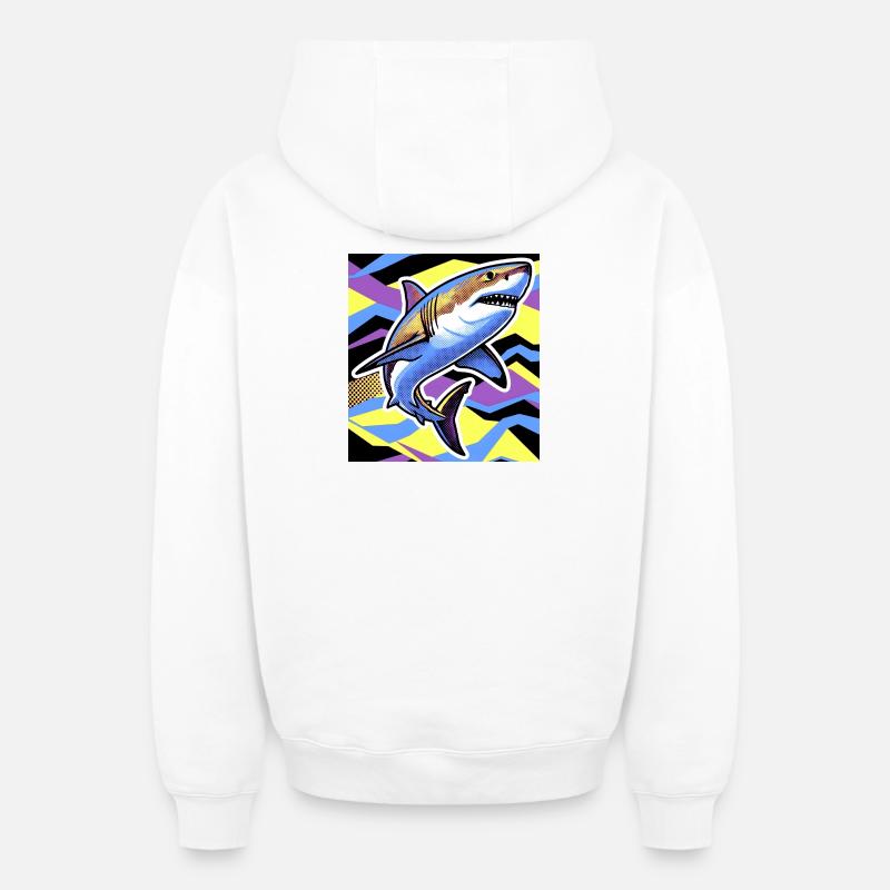 Requin - Sweat à capuche unisexe zippé oversize épais SPREAD - blanc