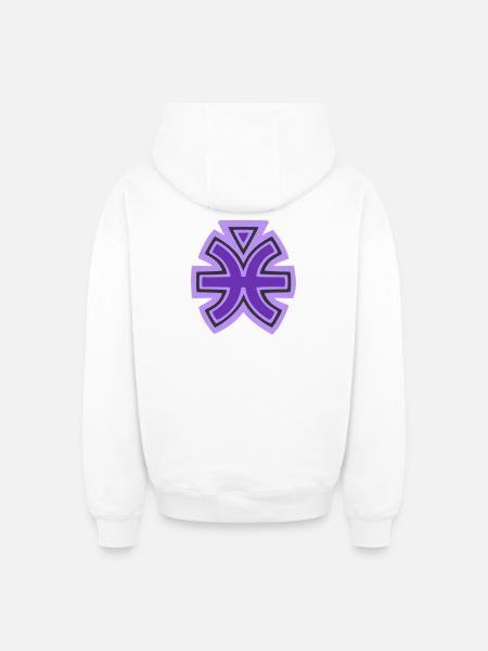 Pisces and Water Tribal Symbol - Oversized Heavyweight Unisex Zip Hoodie - white
