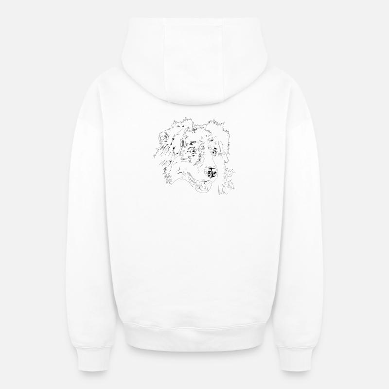 Berger australien - Sweat à capuche unisexe zippé oversize épais SPREAD - blanc