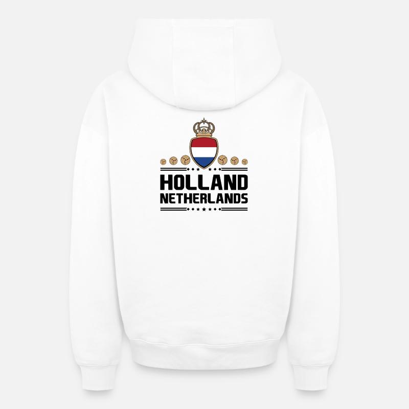 HOLLANDE - PAYS-BAS - Sweat à capuche unisexe zippé oversize épais SPREAD - blanc