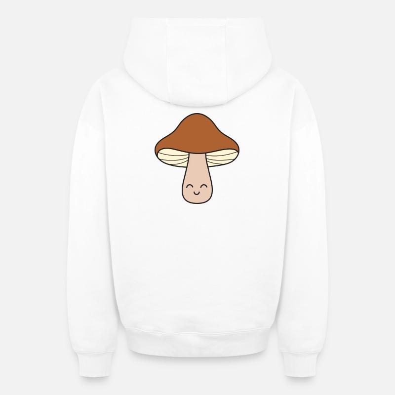 Champignons champignons - Sweat à capuche unisexe zippé oversize épais SPREAD - blanc