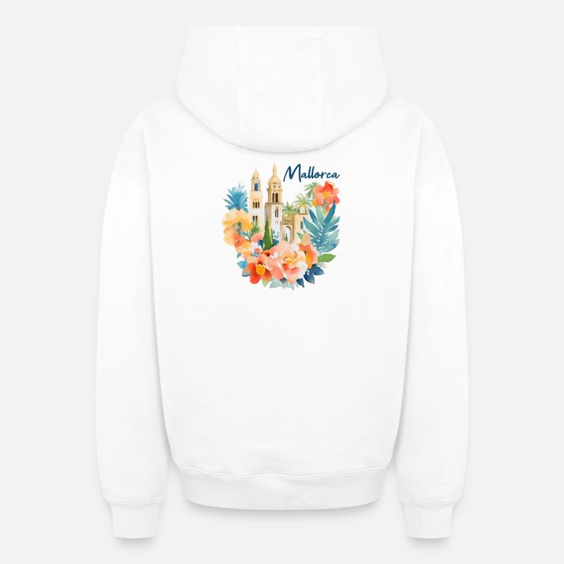 Majorque - Sweat à capuche unisexe zippé oversize épais SPREAD - blanc