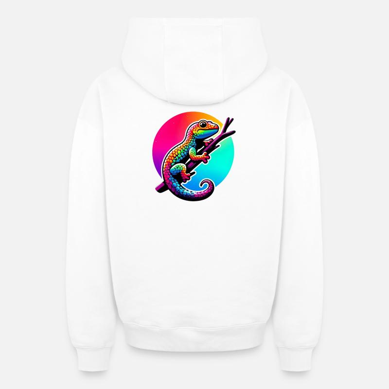 Gecko - Sweat à capuche unisexe zippé oversize épais SPREAD - blanc