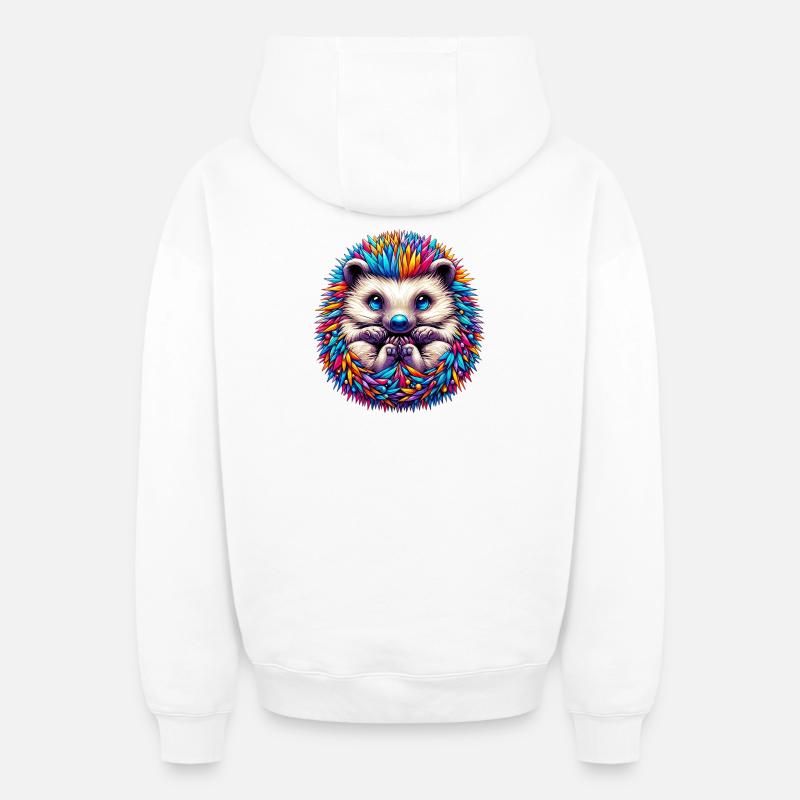 Hérisson - Sweat à capuche unisexe zippé oversize épais SPREAD - blanc