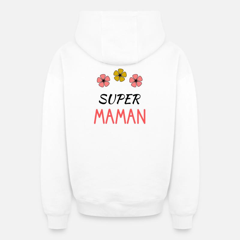 MAMAN. FÊTE DES MÈRES - Sweat à capuche unisexe zippé oversize épais SPREAD - blanc