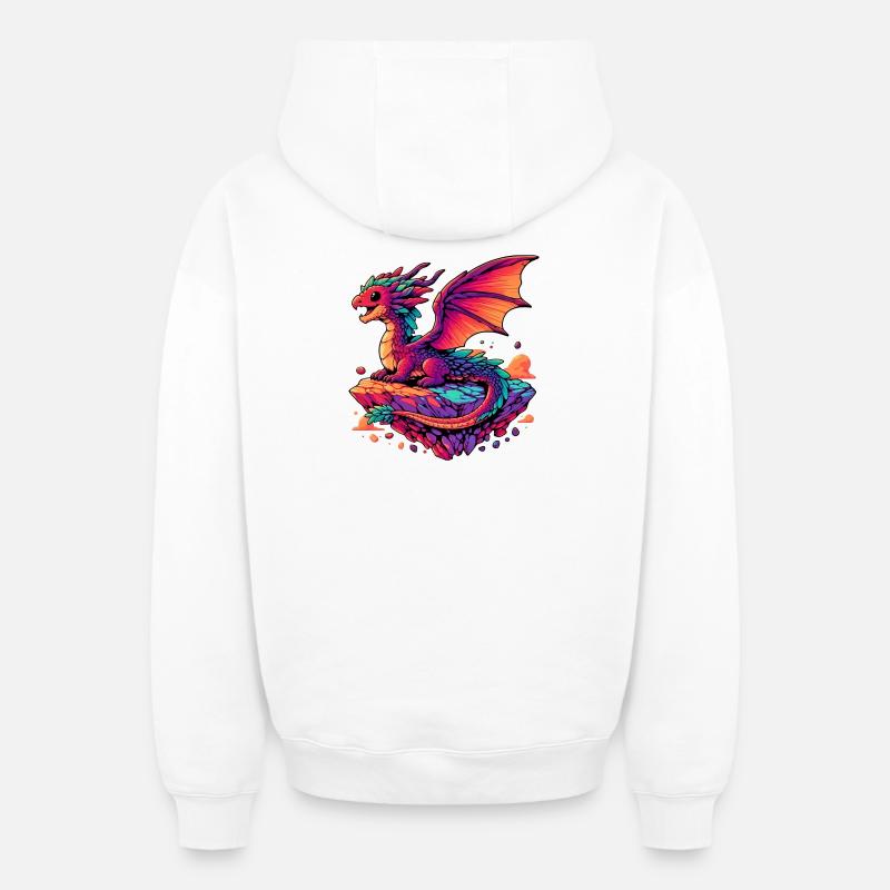 Dragon - Sweat à capuche unisexe zippé oversize épais SPREAD - blanc