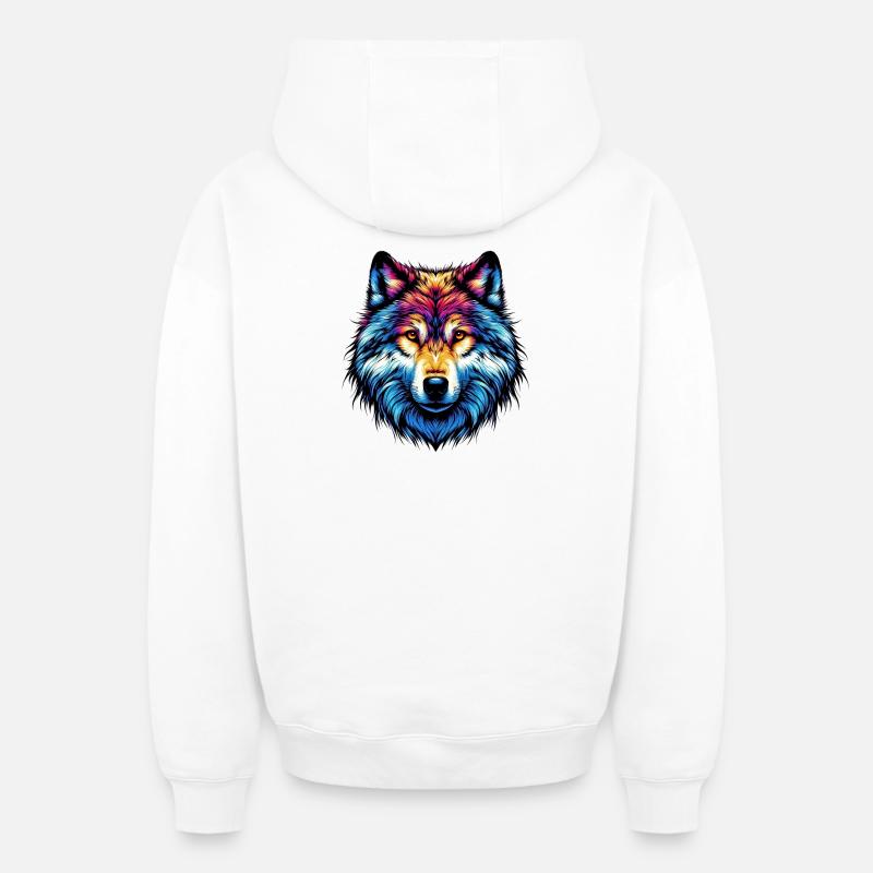 Loup - Sweat à capuche unisexe zippé oversize épais SPREAD - blanc
