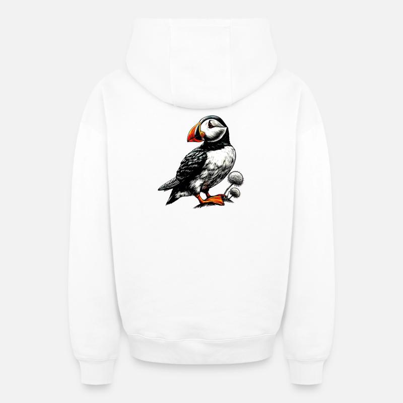 Macareux - Sweat à capuche unisexe zippé oversize épais SPREAD - blanc