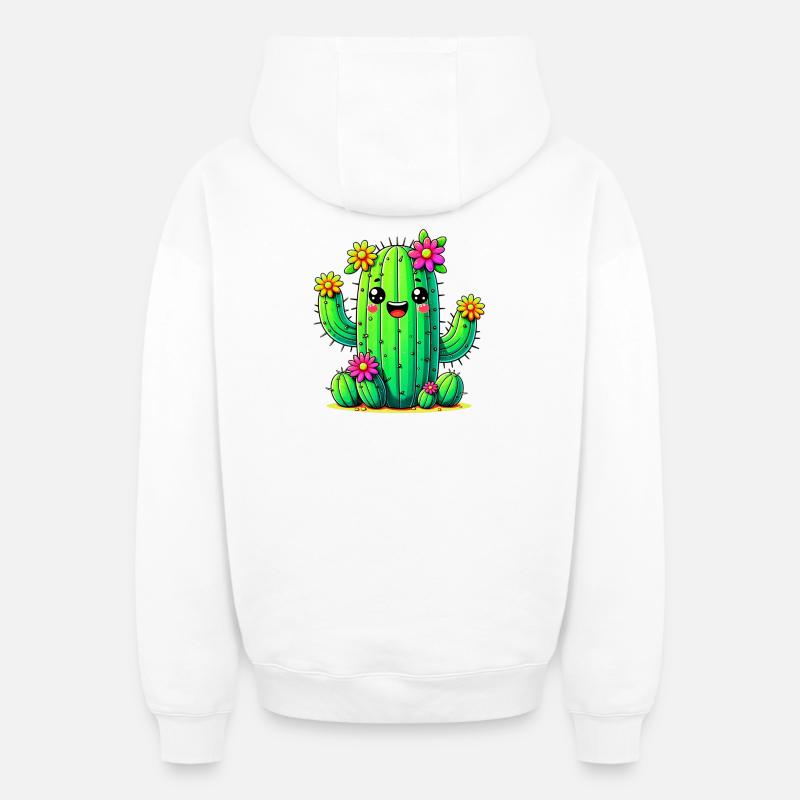 Cactus - Sweat à capuche unisexe zippé oversize épais SPREAD - blanc