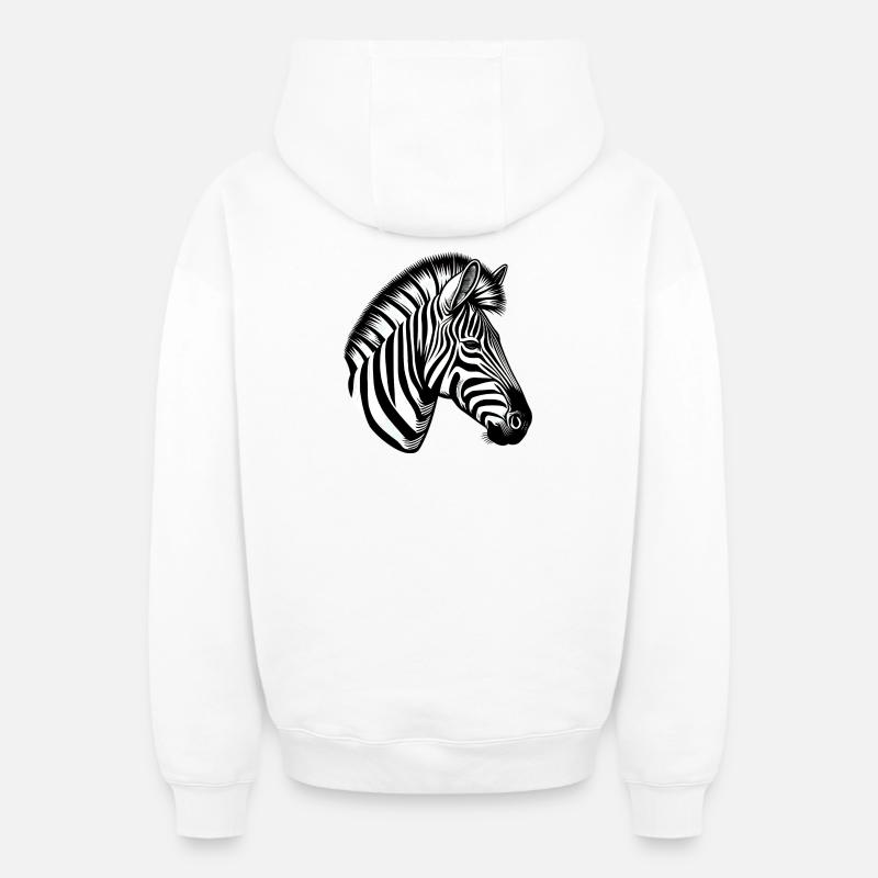 Zèbre - Sweat à capuche unisexe zippé oversize épais SPREAD - blanc