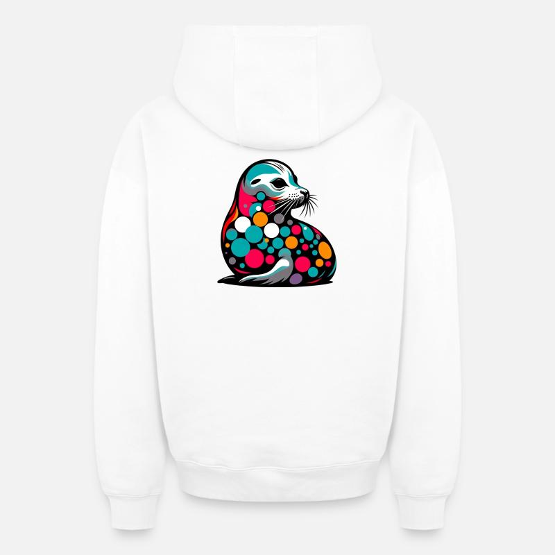 Phoque - Sweat à capuche unisexe zippé oversize épais SPREAD - blanc