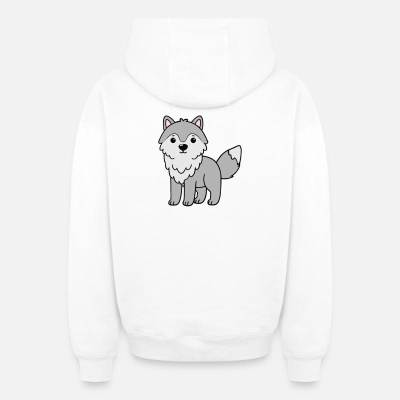 Loup loup - Sweat à capuche unisexe zippé oversize épais SPREAD - blanc
