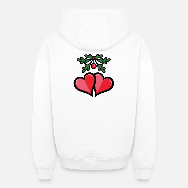 Coeurs de gui romantiques - Sweat à capuche unisexe zippé oversize épais SPREAD - blanc