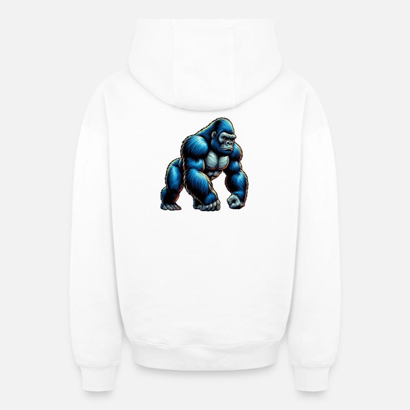 Gorille - Sweat à capuche unisexe zippé oversize épais SPREAD - blanc
