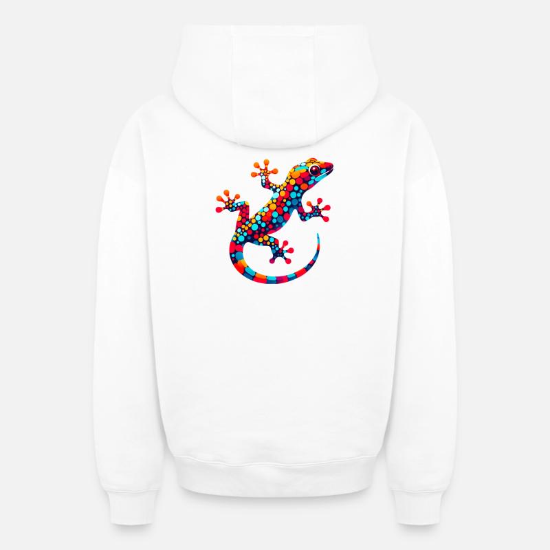 Gecko - Sweat à capuche unisexe zippé oversize épais SPREAD - blanc