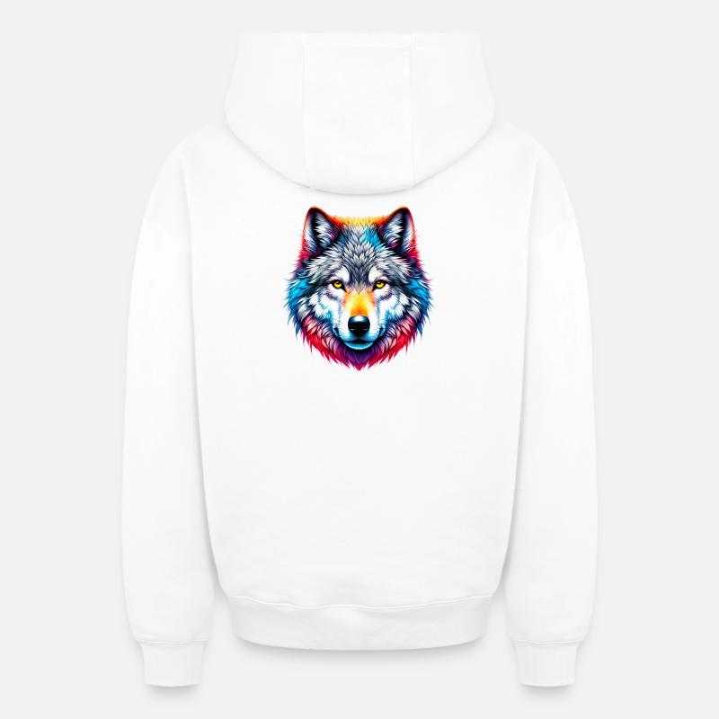 Loup - Sweat à capuche unisexe zippé oversize épais SPREAD - blanc