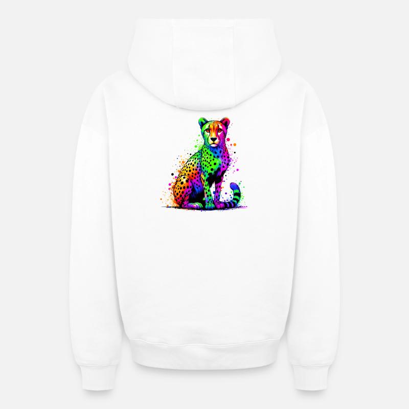 Guépard - Sweat à capuche unisexe zippé oversize épais SPREAD - blanc