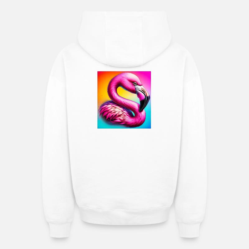 Flamant - Sweat à capuche unisexe zippé oversize épais SPREAD - blanc