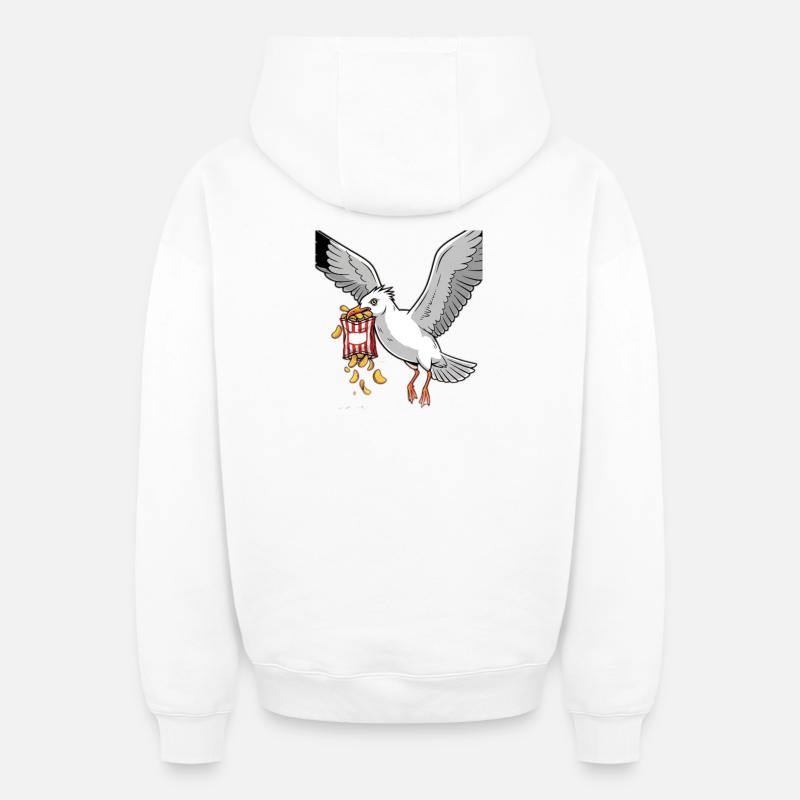 Möwe mit Chips Snack Design - Oversized Heavyweight Unisex Zip Hoodie - Weiß