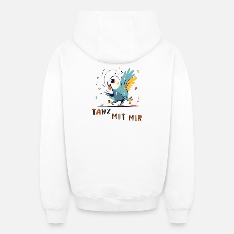Le perroquet veut danser - Sweat à capuche unisexe zippé oversize épais SPREAD - blanc