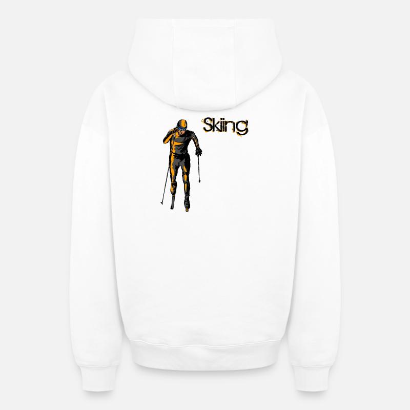 Ski de fond - Sweat à capuche unisexe zippé oversize épais SPREAD - blanc