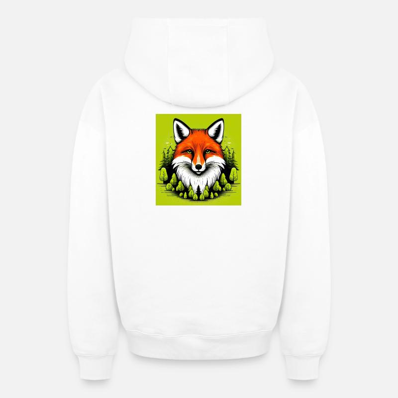 Renard - Sweat à capuche unisexe zippé oversize épais SPREAD - blanc