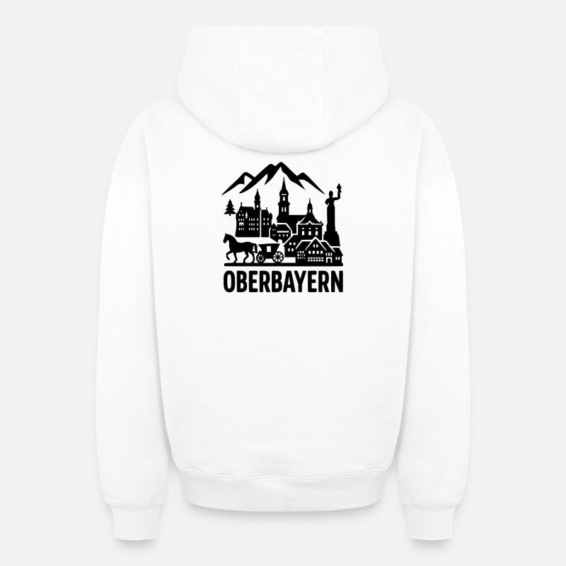 Haute-Bavière Bavarois - Sweat à capuche unisexe zippé oversize épais SPREAD - blanc