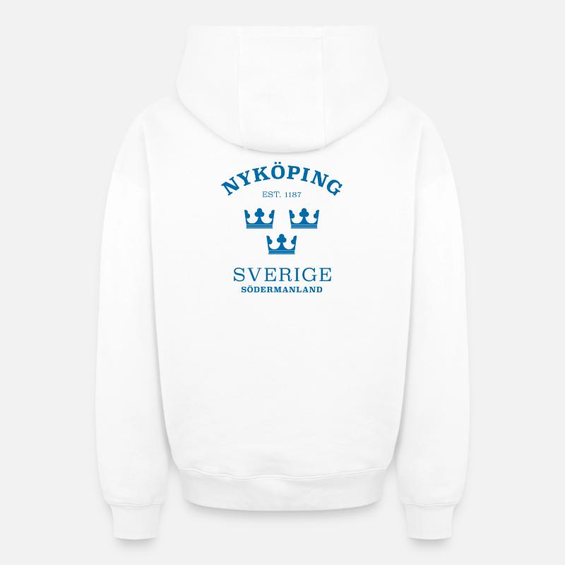 Nyköping, Sverige, Suède - Sweat à capuche unisexe zippé oversize épais SPREAD - blanc