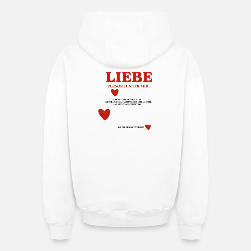 LOVE Personne derrière moi - Sweat à capuche unisexe zippé oversize épais SPREAD - blanc