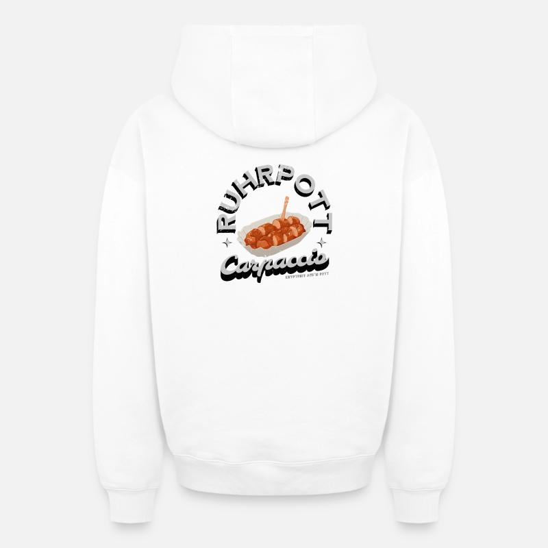 Ruhrpott Carpaccio Currywurst - Sweat à capuche unisexe zippé oversize épais SPREAD - blanc