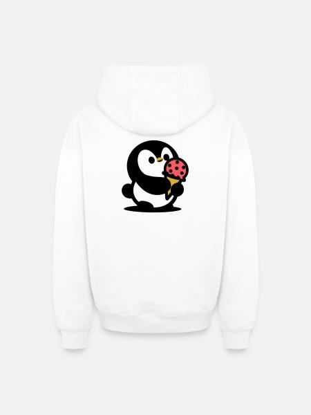 Kleiner Pinguin mit Eis - Oversized Heavyweight Unisex Zip Hoodie - white