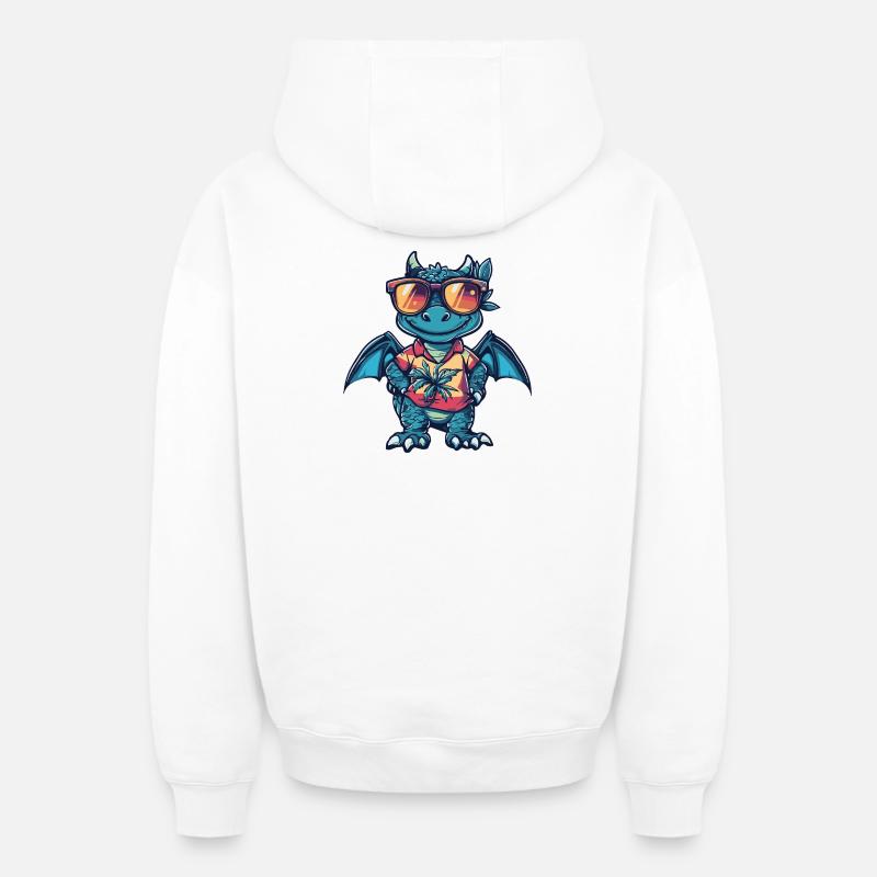 Drache Comic Urlaub - Oversized Heavyweight Unisex Zip Hoodie - Weiß