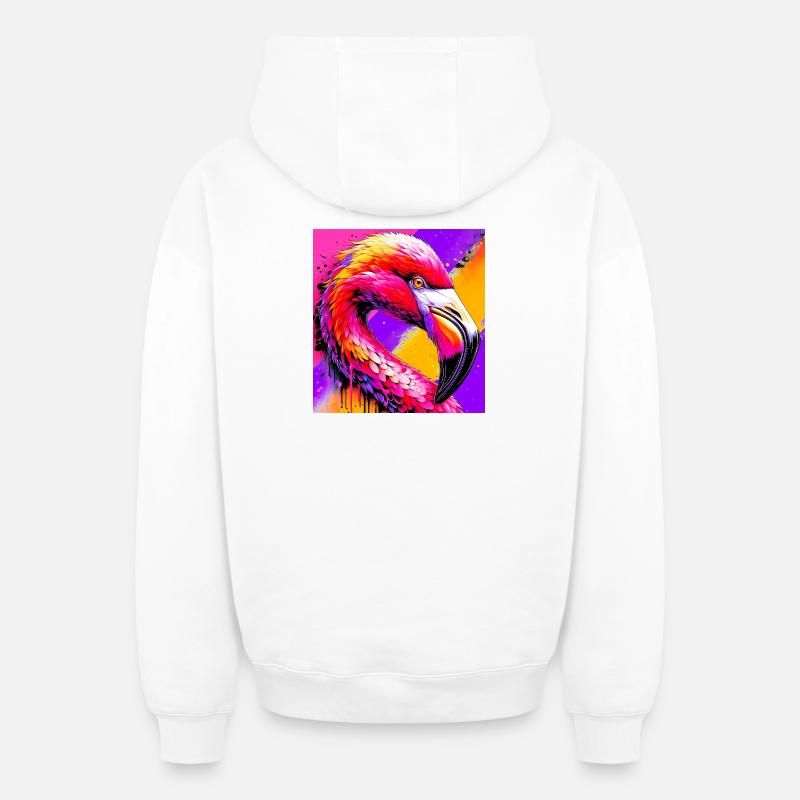 Flamant - Sweat à capuche unisexe zippé oversize épais SPREAD - blanc