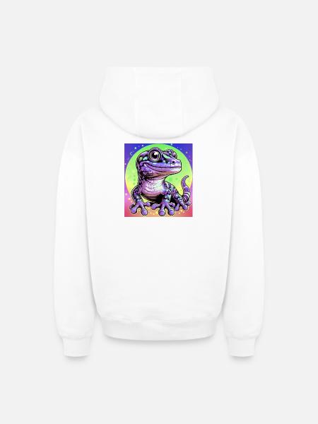 Gecko - Oversized Heavyweight Unisex Zip Hoodie - white