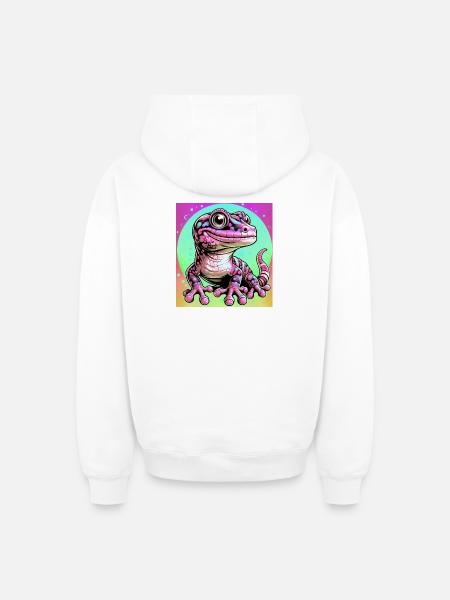 Gecko - Oversized Heavyweight Unisex Zip Hoodie - white