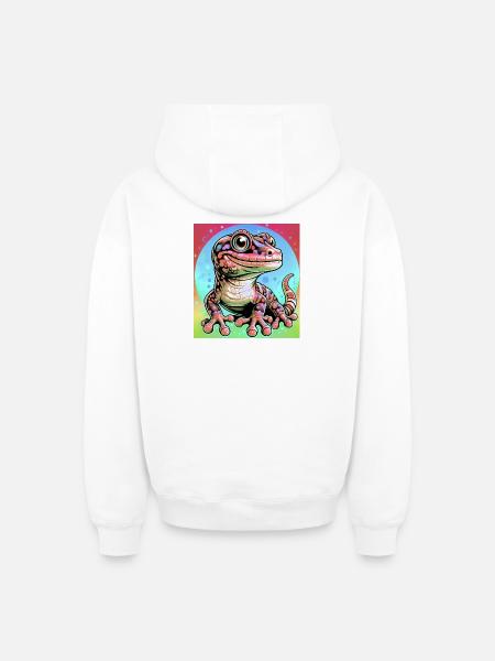 Gecko - Oversized Heavyweight Unisex Zip Hoodie - Weiß