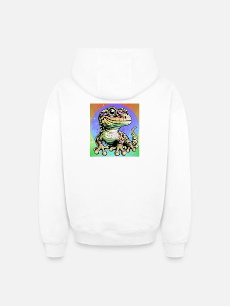 Gecko - Oversized Heavyweight Unisex Zip Hoodie - Weiß
