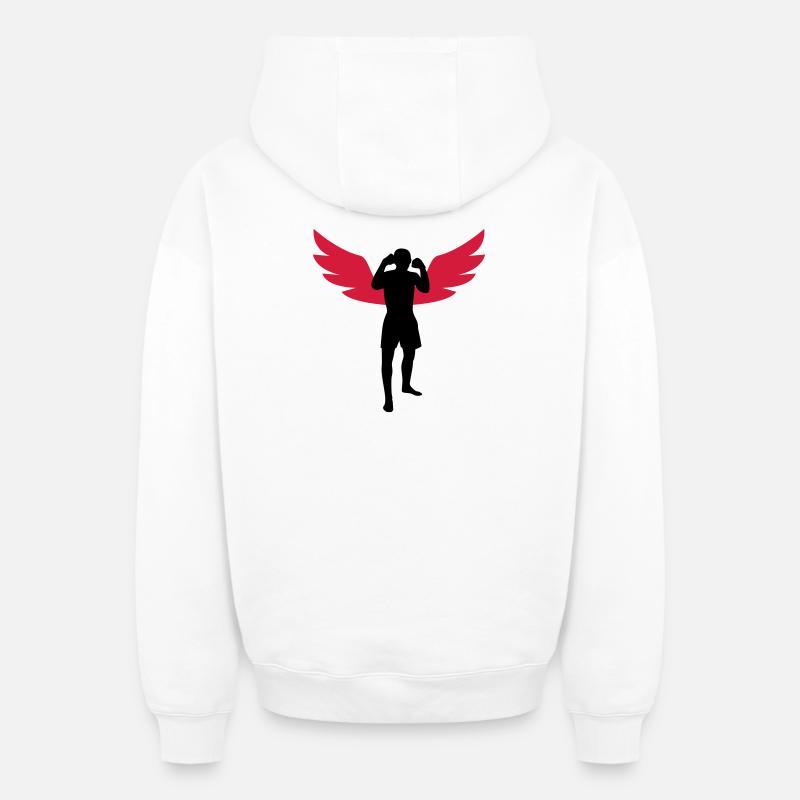 Kickboxing / Kick-Boxeur / Kick Boxing - Sweat à capuche unisexe zippé oversize épais SPREAD - blanc