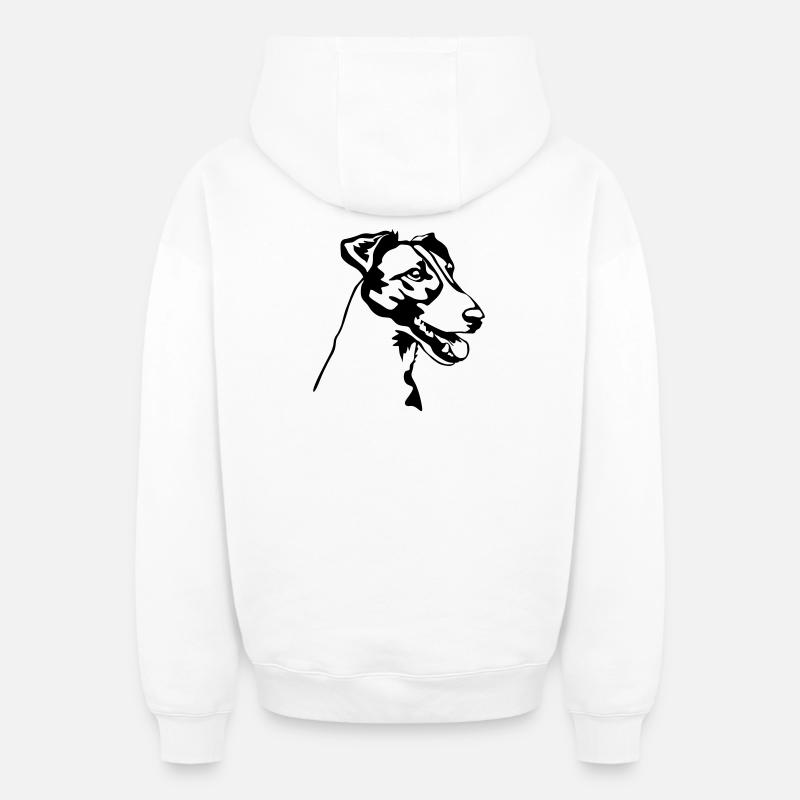 Foxterrier Kopf - Oversized Heavyweight Unisex Zip Hoodie - Weiß
