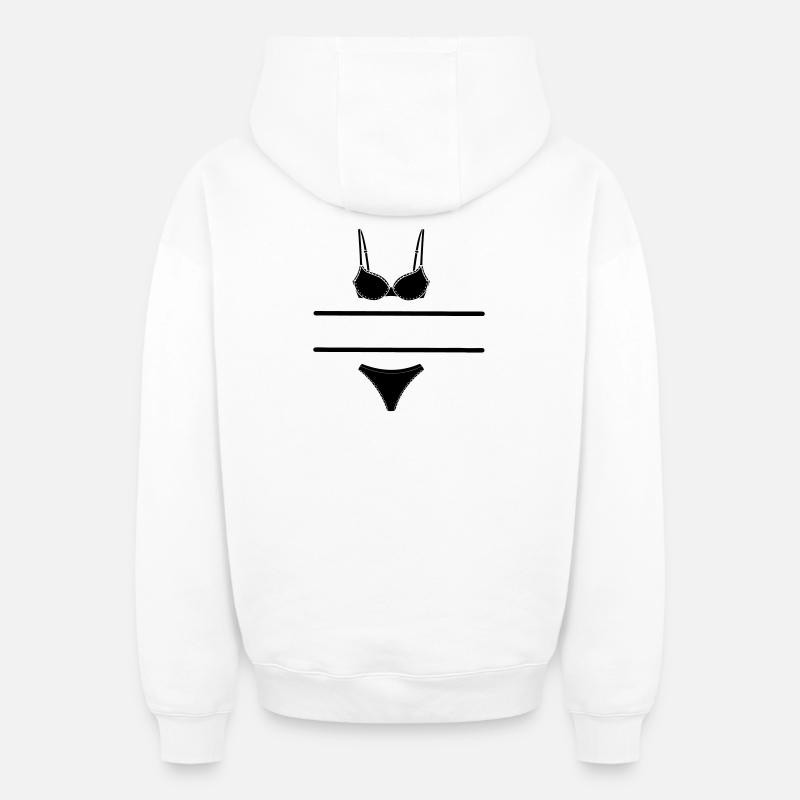 Dessous-Logo für Laden- oder Marktstandverkäufer - Oversized Heavyweight Unisex Zip Hoodie - Weiß