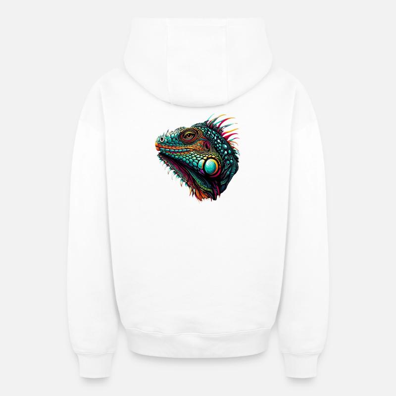 Iguane - Sweat à capuche unisexe zippé oversize épais SPREAD - blanc