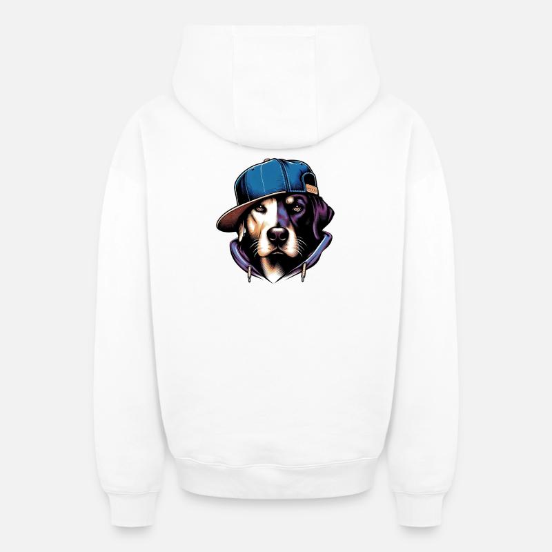 Chien - Sweat à capuche unisexe zippé oversize épais SPREAD - blanc