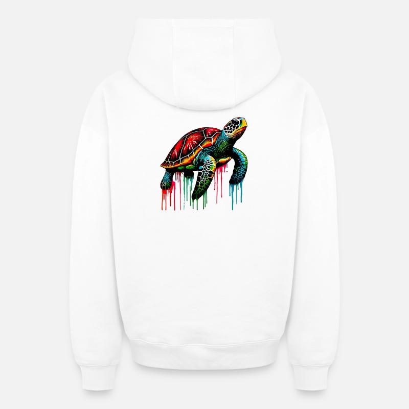 Tortue - Sweat à capuche unisexe zippé oversize épais SPREAD - blanc
