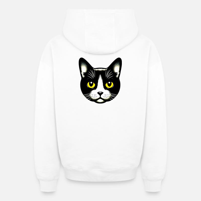 Chat - Sweat à capuche unisexe zippé oversize épais SPREAD - blanc